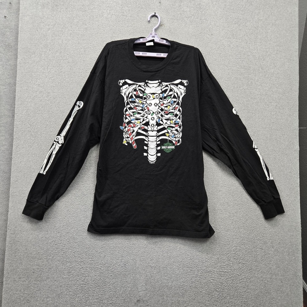 Harley-Davidson Men Shirt 2XL Black Rib Cage Christmas Lights Memphis Tennessee